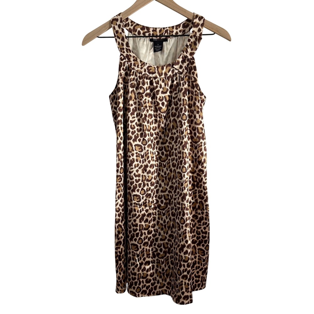 BCBGMAXAZRIA‎ Animal Leopard Print Satin Mini Dress Black Brown Small